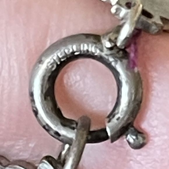 Art Deco Carved Glass Coral Color Link Bracelet 7.5” Sterling Finding - Picture 7 of 7